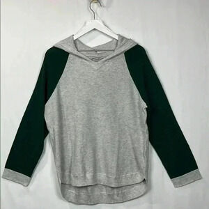 Evolution Womens Hoodie XXL Forest Green Gray Waffle Knit Pullover Hi-Lo Hem New